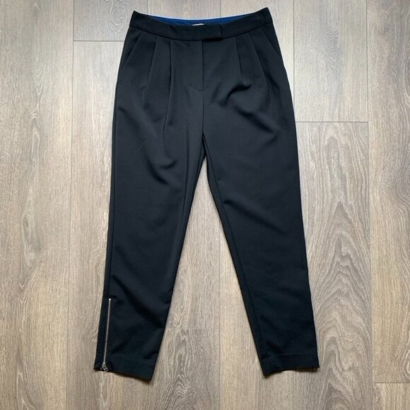 Aritzia Wilfred Pants Trousers Straight leg zipper ankle pleated Black Size 0 - Picture 14 of 15